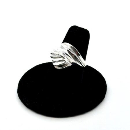 .925 Sterling Silver Ribbed Bypass Ring, Size - 6.5, 6.1g
