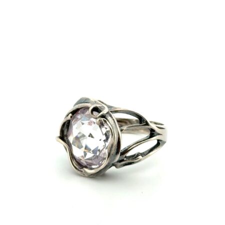 Size: 7 Faceted Cubic Zirconia 925 Sterling Silver Ring 8.2g