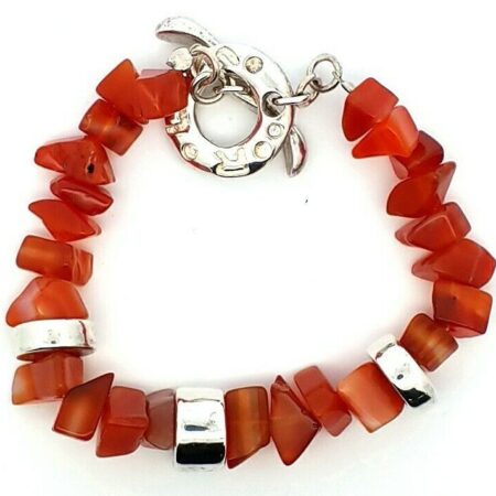 Robert Lee Morris Studio 925 Sterling Silver Coral 7.5" Toggle Bracelet 26.3 G