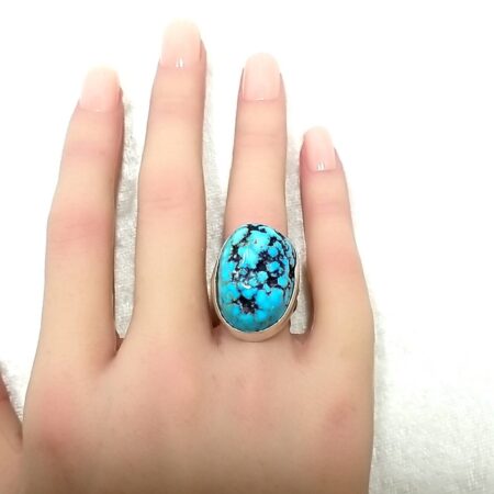 Men's Vintage 925 Sterling Silver Turquoise Stone Ring 17.5 Grams Size-7