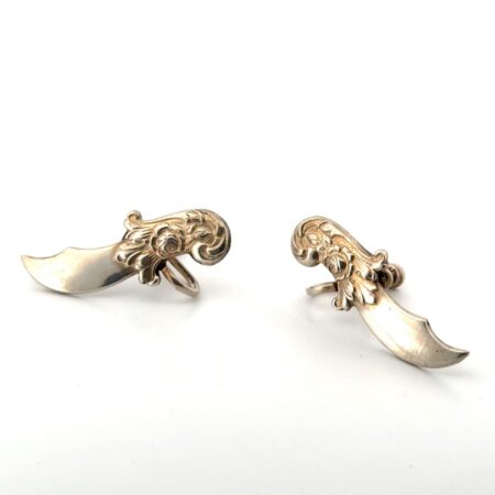 Vintage 925 Sterling Silver Scimitar Sword Screw Back Earrings 5.8g