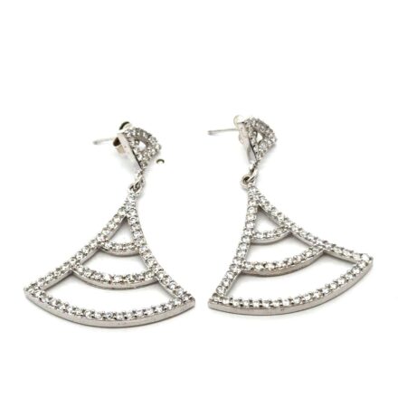 Vtg. Joseph Esposito (ESPO) Sterling Silver & CZ Dangle Earrings, 7.8g