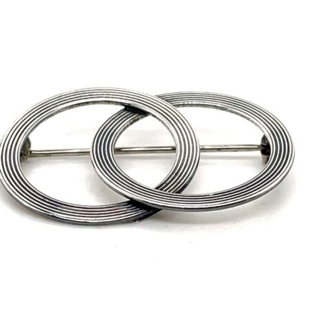 Vintage Beau Interlocking Rings Brooch/Pin - 925 Sterling Silver, 4.2 Grams
