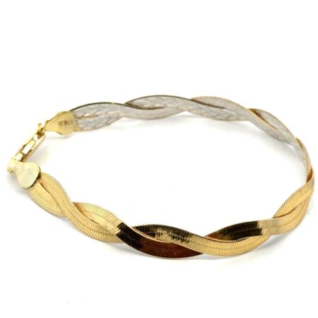 7” .925 Gold Vermeil Reversible Twisted Herringbone Bracelet, 15.3g