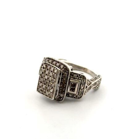 Size: 5 Vintage 925 Sterling Silver Rectangular Cluster Ring 6.5g