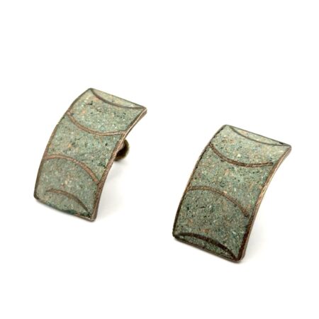 Mexico 925 Sterling Silver Green Mosaic Screw Back Earrings 6.7g