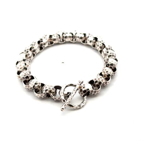 Silpada 8.5” 10mm 925 Sterling Silver Hammered Rolo Chain Bracelet, #1610, 45.2g