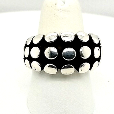 Solid Designer 925 Sterling Silver Comfort Fit Dot Ring 17.1 Grams Size 6
