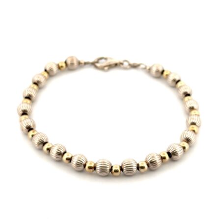 7.75” Ball Bead 925 Sterling Silver & Gold Filled Bracelet 10.1g