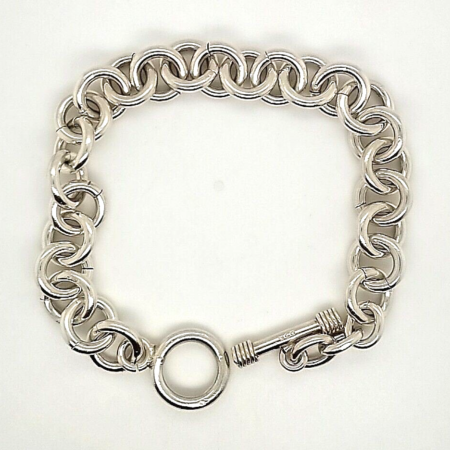 Vintage Sterling Silver Rolo ChainBracelet, 8 inches, 38.1 Grams