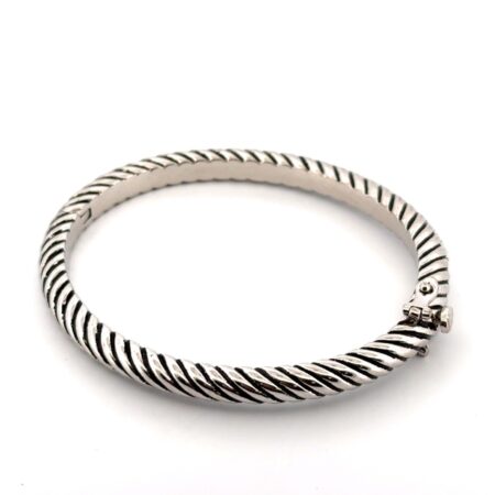 6.5” 316L Stainless Steel Hinged Bangle Bracelet w/ Lab Diamonds 27.9g