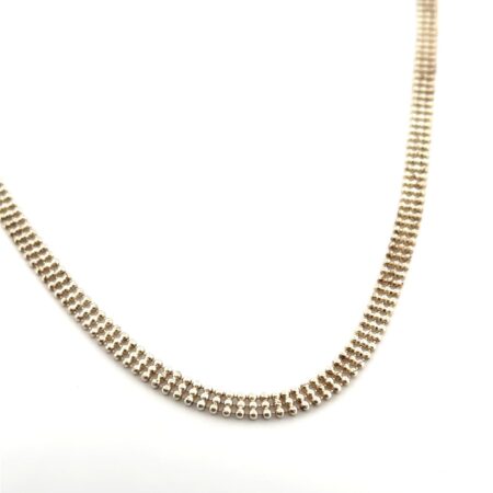 18” Italy 925 Sterling Silver 3-Row Bead Chain Necklace 12.8g