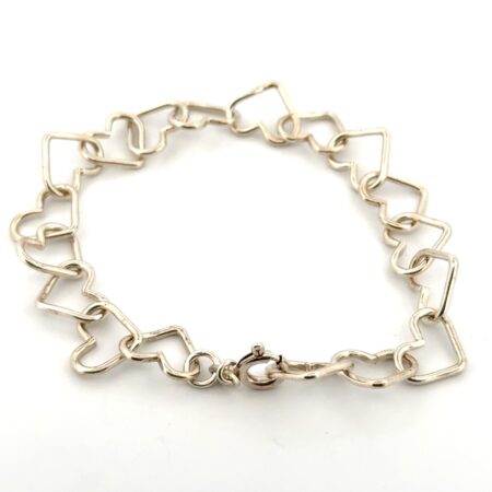 6.5” Italy 925 Sterling Silver Heart Link Bracelet 7.6g