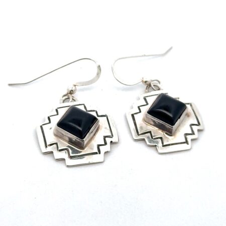 D’Anz Ltd. 925 Sterling Silver Navajo Onyx Earrings, 7.5g