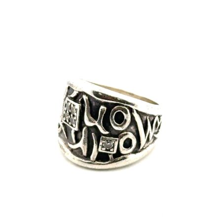 Size: 8.5 San Giovanni 925 Sterling Silver CZ Monkey Mount Ring 14.3g