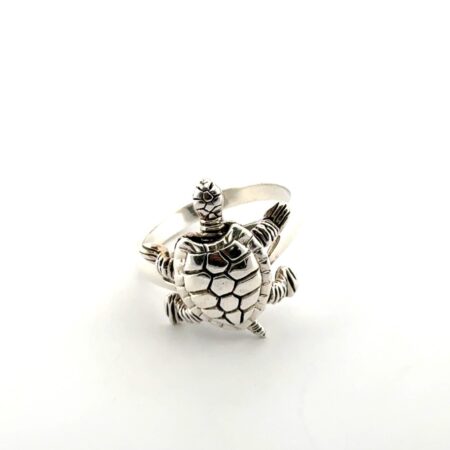 Size: 8 Articulated Turtle 925 Sterling Silver Ring 5.4g