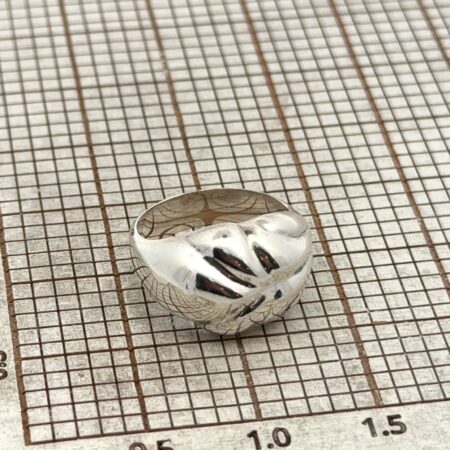 Size-7 SU 925 Sterling Silver Dome Shaped Ribbed Style Ring, 5.4g