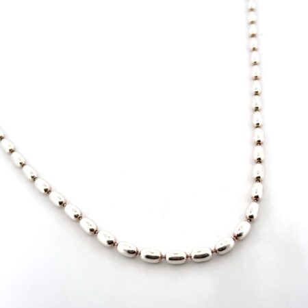20” Italy 925 Sterling Silver High Polished Rice-Bead Link Necklace 21.9g