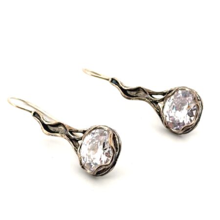 Shablool Didae Israel 925 Sterling Silver CZ Drop Earrings 8.8g