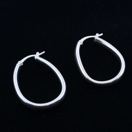 JCM Signed 925 Sterling Silver Wavy Oval Hoop Earrings 3.1g