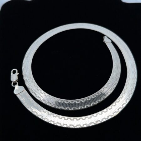 20” Milor 9.4mm Greek Key Design Herringbone Necklace, 32.8g
