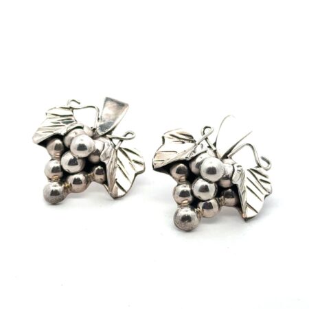 Taxco Mexico .925 Sterling Silver Grape Cluster Earrings TS-162, 15.8g