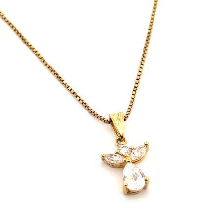 18” Gold Vermeil 925 Sterling Silver CZ Pendant Necklace 4.1g