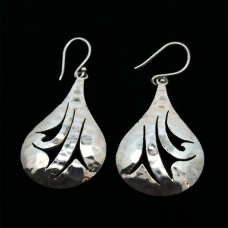RGN India 925 Sterling Silver Hammered Dangle Earrings, 10.8g