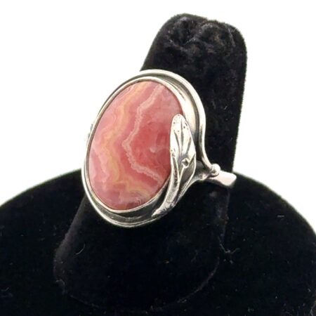Size: 6.75 Southwestern Pink Rhodochrosite 925 Sterling Silver Ring 6.2g