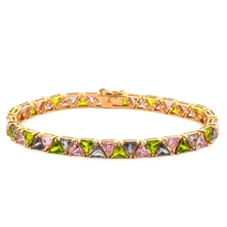 7.75” Ross Simons Gold Vermeil 925 Sterling Silver Multicolor CZ Tennis Bracelet