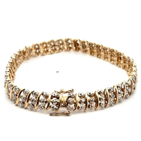 8.5” Ross Simons 9mm 925 Gold Vermeil Diamond  + Illusion Tennis Bracelet, 20.8g