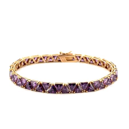 7.75” Ross Simons Gold Vermeil 925 Sterling Silver Purple CZ Tennis Bracelet 22g
