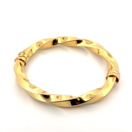 7” Itaor Italy Gold Vermeil 925 Sterling Silver Hinged Twisted Bangle Bracelet