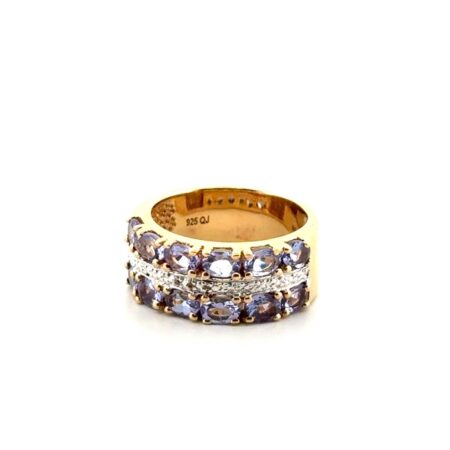 Size: 6 QJ Gold Vermeil 925 Sterling Silver Tanzanite Band Ring 6.1g