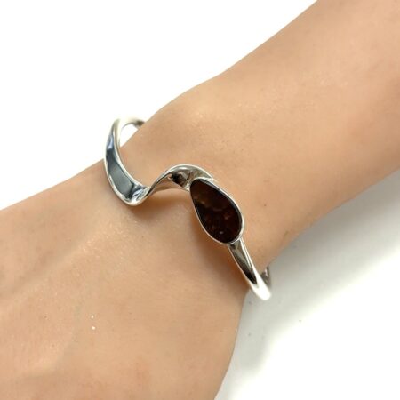 6.5” Richard Aquilar 925 Sterling Silver Smoky Quartz Wavy Cuff Bracelet 20.6g