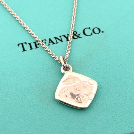 16” Tiffany & Co. 925 Sterling Silver Cushion Square Montage Pendant Necklace
