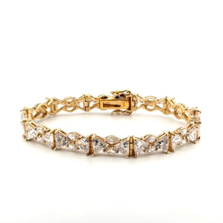 6.75” Gold Vermeil 925 Sterling Silver CZ Bowtie Tennis Bracelet 24g