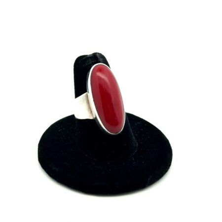 ATI Size-7.5 925 Sterling Silver Oblong Red Jasper Stone Ring, 10.4g