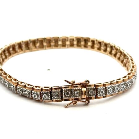 7.5” Sterling Silver Gold Vermeil Square Link Tennis Bracelet, 6mm, 18.6g
