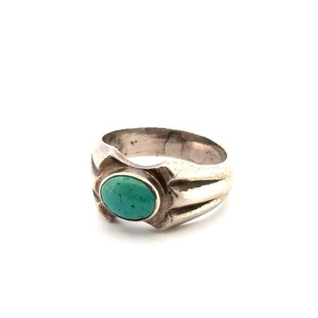 Size: 9.5 Native American 925 Sterling Silver Oval Turquoise Ring 8.1g
