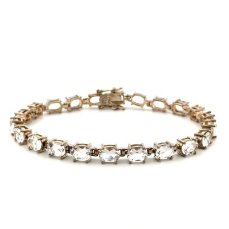 7.5” ALX Thailand 925 Sterling Silver White Topaz Tennis Bracelet 16.9g