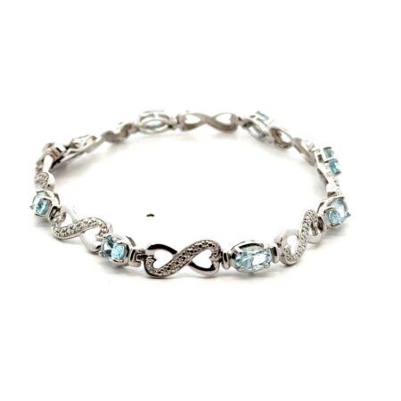 7.5” Ross Simons 925 Sterling Silver Sky Blue Topaz Tennis Bracelet, 9.0g