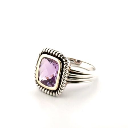 Size: 10 Bezel-Set Faceted Amethyst 925 Sterling Silver Ring 8.7g