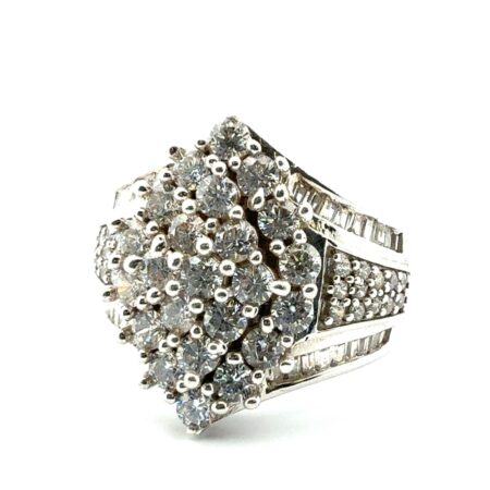 Size: 7.5 SJ 925 Sterling Silver Cubic Zirconia Cluster Statement Ring 9.1g