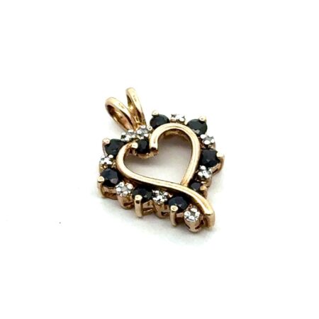Ross Simons 925 Gold Vermeil Sapphire Diamond Accent Heart Pendant, 2.5g
