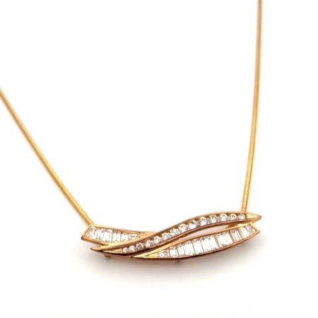 20” Ross Simons Gold Vermeil 925 Sterling Silver CZ Bar Pendant Snake Chain 11g
