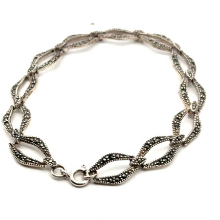 7.5” 925 Sterling Silver Marcasite Bracelet, 10.9g