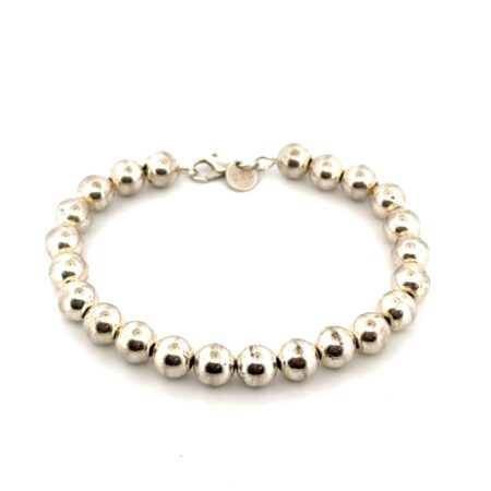 7” x 7.5mm Ball Beaded 925 Sterling Silver Bracelet 7.4g