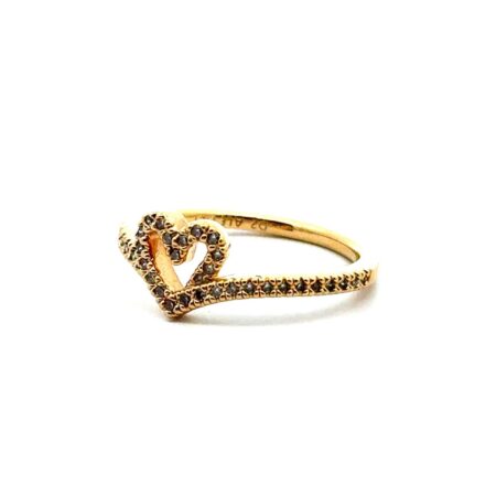 Sz. 6 Pandora Timeless Wish Sparkling Heart Ring Sterling Silver Gold Plate 1.6g