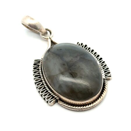 .925 Sterling Silver Oval Cabochon Labradorite Pendant, 14.1g